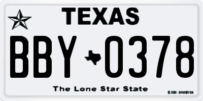 TX license plate BBY0378