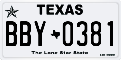 TX license plate BBY0381