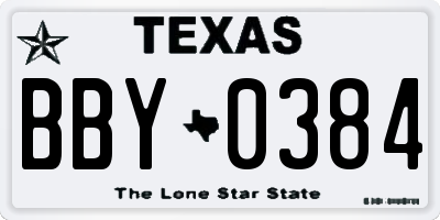 TX license plate BBY0384