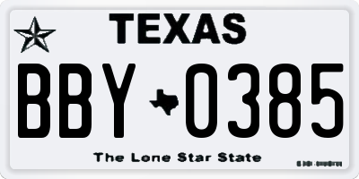 TX license plate BBY0385