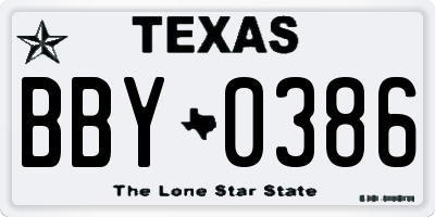 TX license plate BBY0386