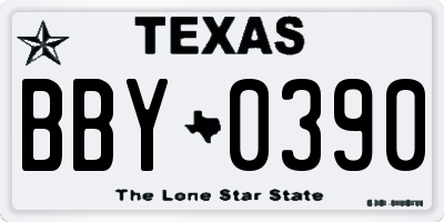 TX license plate BBY0390
