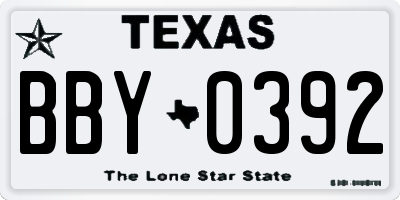 TX license plate BBY0392