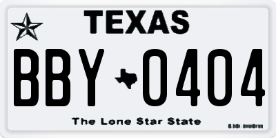 TX license plate BBY0404