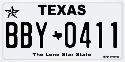 TX license plate BBY0411