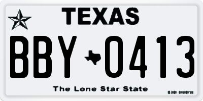 TX license plate BBY0413