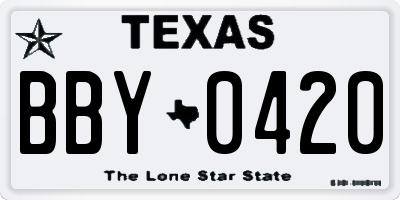 TX license plate BBY0420