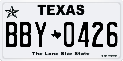 TX license plate BBY0426
