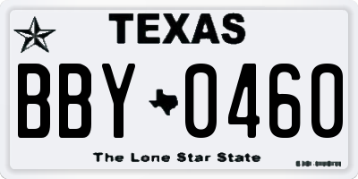 TX license plate BBY0460