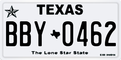 TX license plate BBY0462