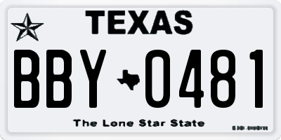 TX license plate BBY0481