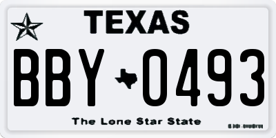TX license plate BBY0493