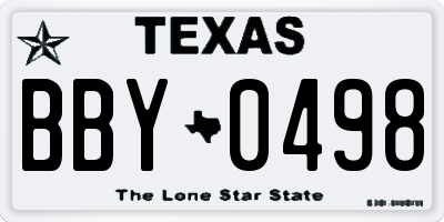 TX license plate BBY0498