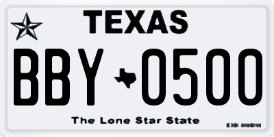 TX license plate BBY0500