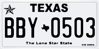 TX license plate BBY0503