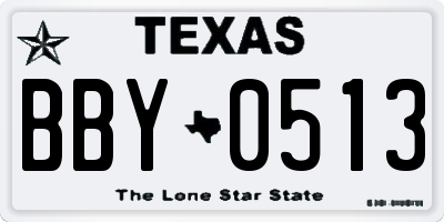 TX license plate BBY0513