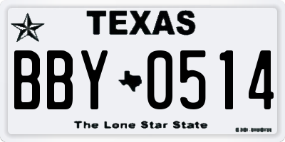 TX license plate BBY0514