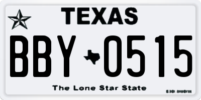 TX license plate BBY0515