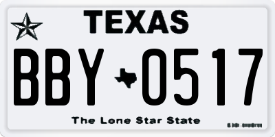 TX license plate BBY0517