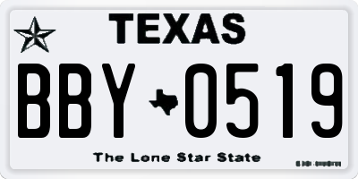 TX license plate BBY0519