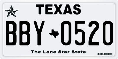TX license plate BBY0520