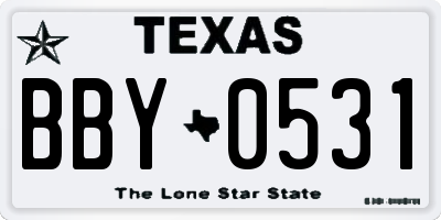 TX license plate BBY0531