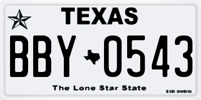 TX license plate BBY0543