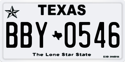 TX license plate BBY0546