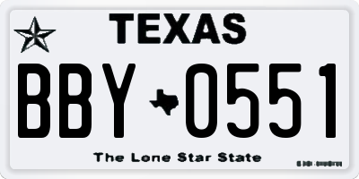 TX license plate BBY0551