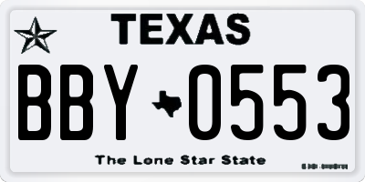 TX license plate BBY0553