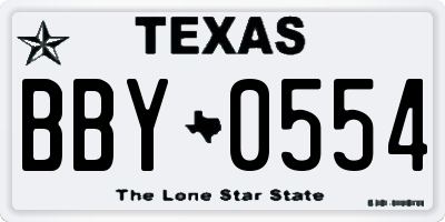 TX license plate BBY0554