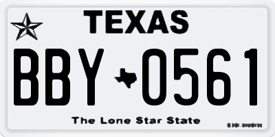 TX license plate BBY0561