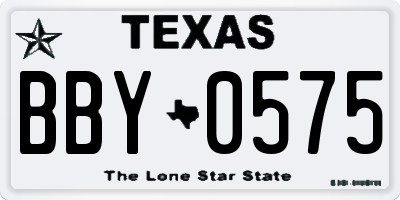 TX license plate BBY0575