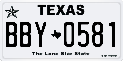 TX license plate BBY0581