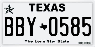 TX license plate BBY0585