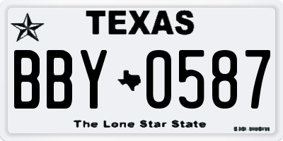 TX license plate BBY0587
