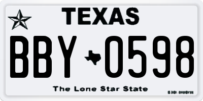 TX license plate BBY0598