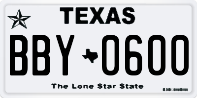 TX license plate BBY0600