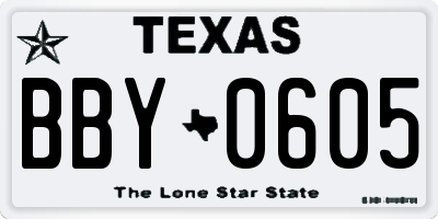TX license plate BBY0605