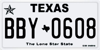 TX license plate BBY0608
