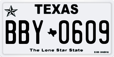 TX license plate BBY0609