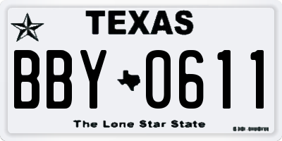 TX license plate BBY0611