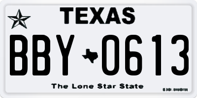 TX license plate BBY0613