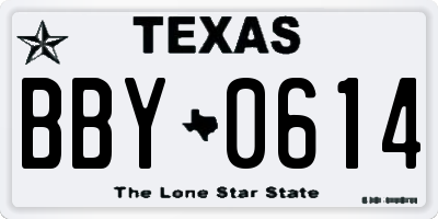 TX license plate BBY0614