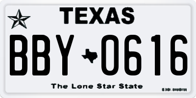 TX license plate BBY0616