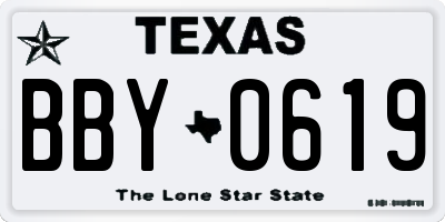 TX license plate BBY0619