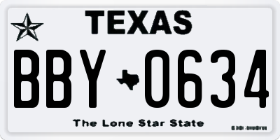 TX license plate BBY0634