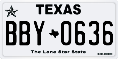 TX license plate BBY0636