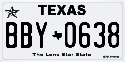 TX license plate BBY0638
