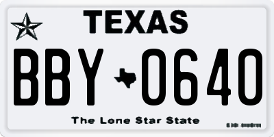 TX license plate BBY0640